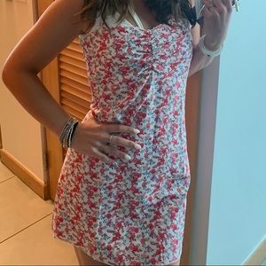 Fitted floral halter dress